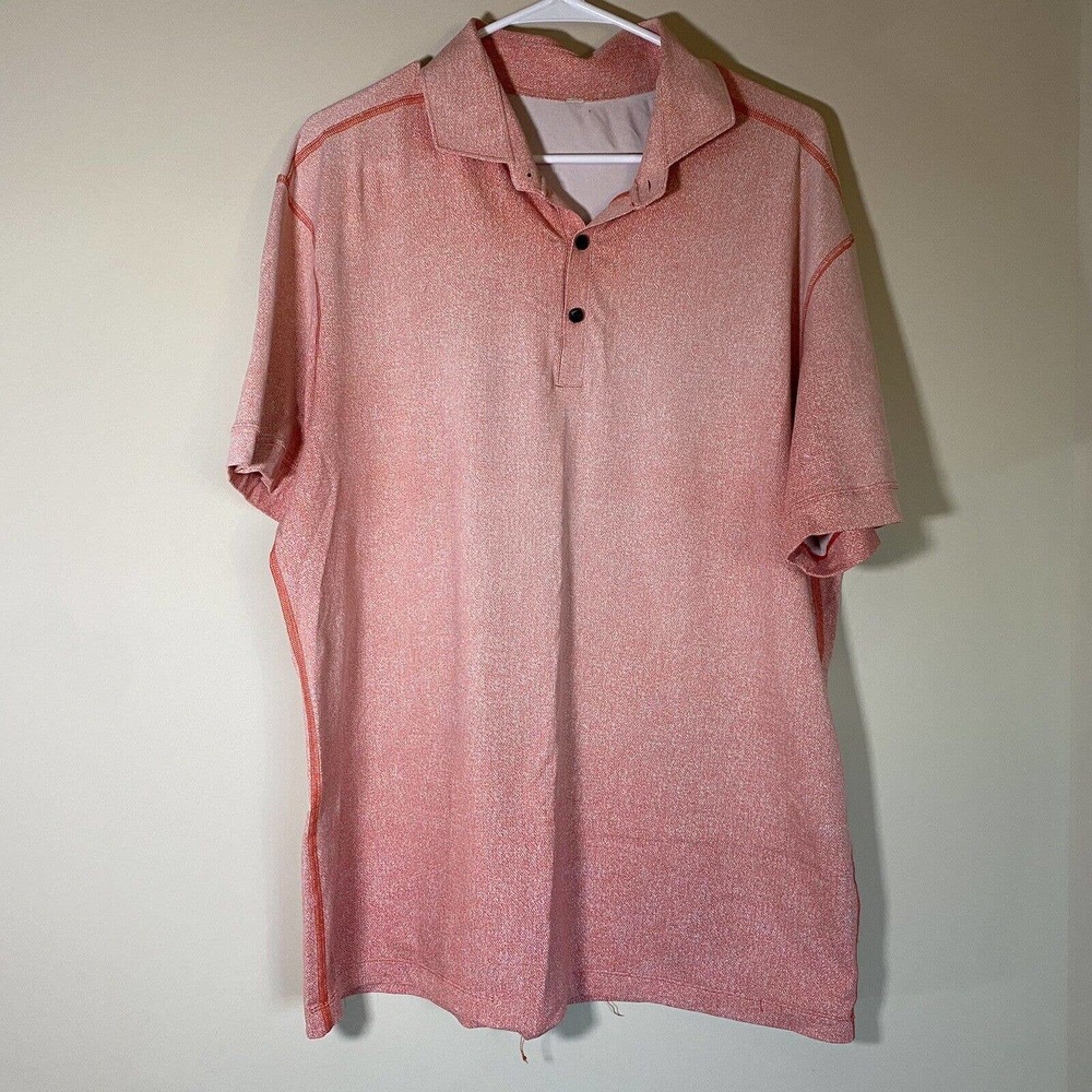 LULULEMON Size XL Mens Salmon Performance‎ Stretch Polo Sport Shirt Golf Casual